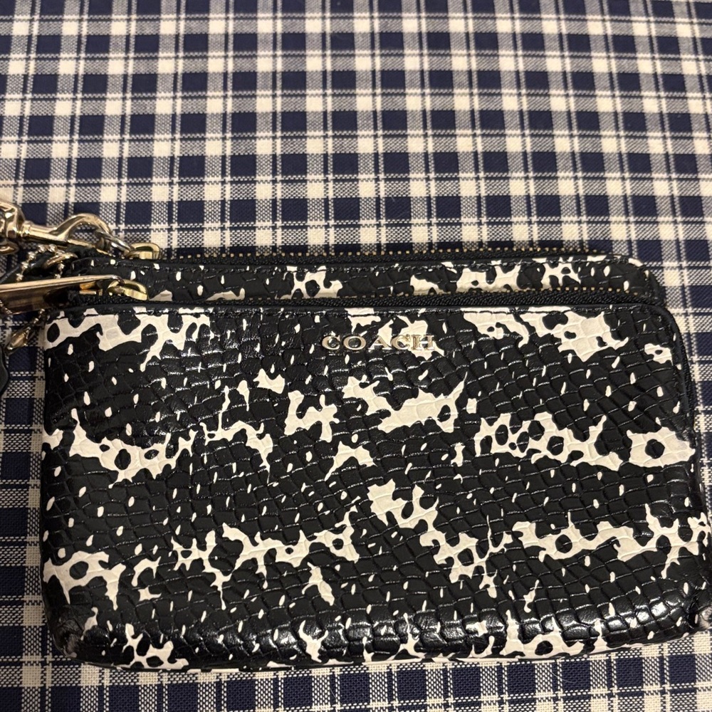 Coach Madison two tone python embossed double zip wristlet - Picture 2 of 9